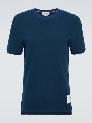 Džerzej pruhované bavlnené tričko Thom Browne modrá