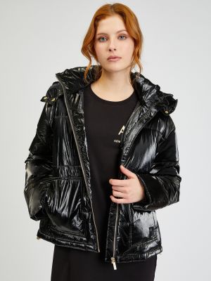 Prešívaná bunda s kapucňou Armani čierna