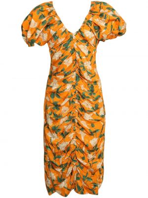 Obleka s cvetličnim vzorcem s potiskom Agua By Agua Bendita oranžna