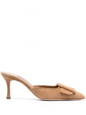 Mules Manolo Blahnik brun