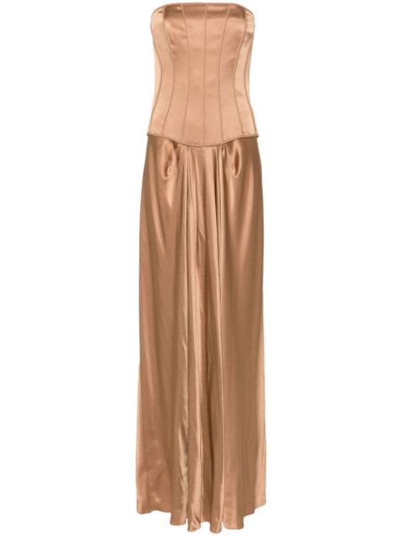 Satin lige kjole Alberta Ferretti brun