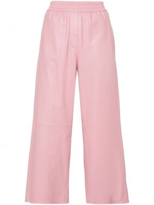 Kožené kalhoty relaxed fit Arma růžové