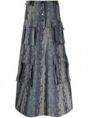 Maxi φούστα με σχέδιο Rokh μπλε