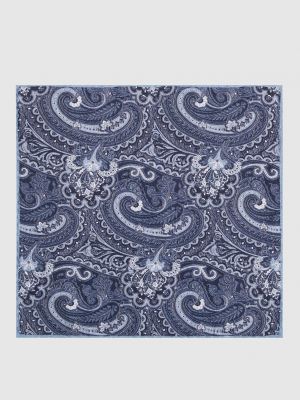 Синий двусторонний шелковый платок с узором пейсли Brunello Cucinelli