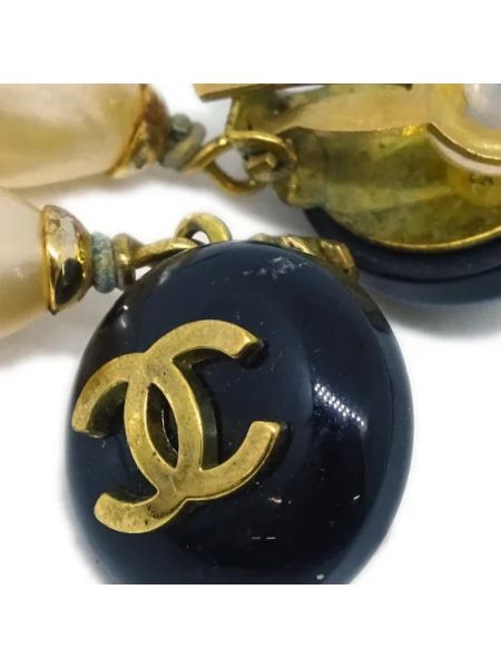 Pendientes de clip con perlas retro Chanel Vintage amarillo