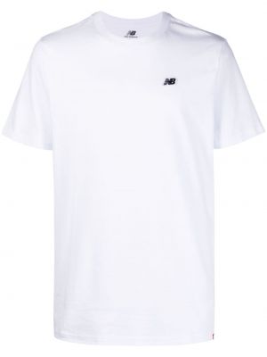 Βαμβακερή μπλούζα με κέντημα New Balance λευκό