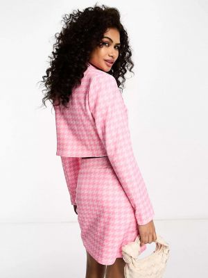 Клетчатая укороченная куртка Extro & Vert розовая