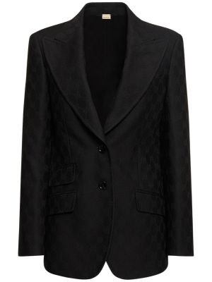 Žakárová vlnená bunda Gucci čierna