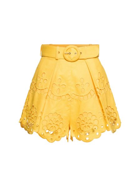 Linned broderet shorts Zimmermann gul