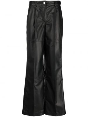 Pantalon taille haute en cuir Manokhi noir