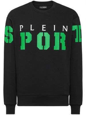 Sportlich langes sweatshirt aus baumwoll mit print Plein Sport schwarz