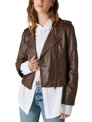 Классическая мотоциклетная куртка Lucky Brand коричневая