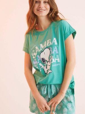 Pijamale din bumbac Women'secret verde