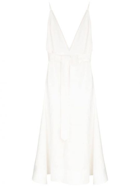 Макси рокля с v-образно деколте Materiel бяло