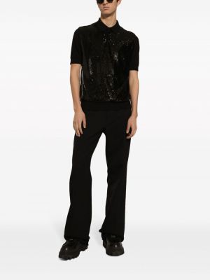 Polo krekls ar fliteriem Dolce & Gabbana melns