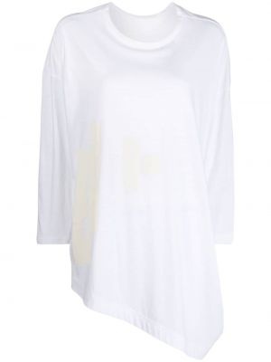 Asymetrické bavlnené tričko s potlačou Y's biela