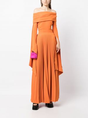Plisované dlouhá sukně Solace London oranžové