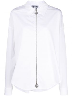 Bavlnená košeľa na zips Moschino biela
