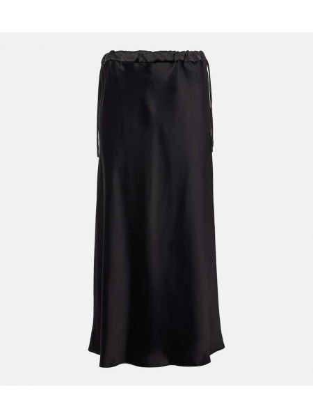 Jupe mi-longue en satin Max Mara noir