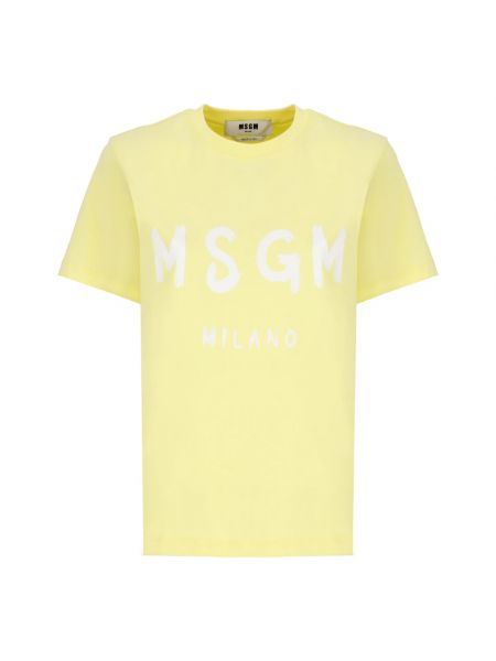 T-shirt aus baumwoll mit kurzen ärmeln mit rundem ausschnitt Msgm gelb