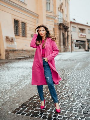 Παλτό Fashionhunters ροζ