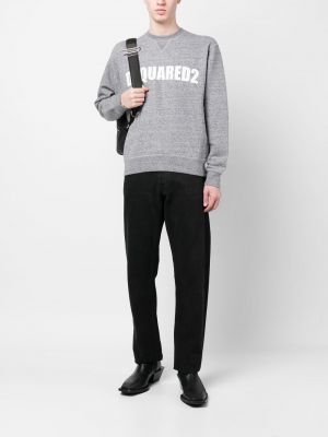 Sweatshirt mit print mit kristallen Dsquared2 grau