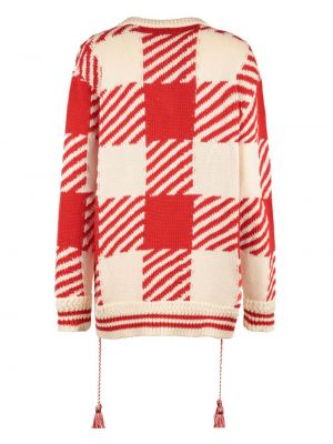 Sweter bawełniany w kratkę z dekoltem w serek Bally