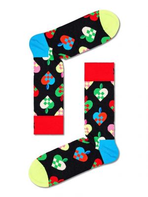Pletené ponožky se srdcovým vzorem Happy Socks černé