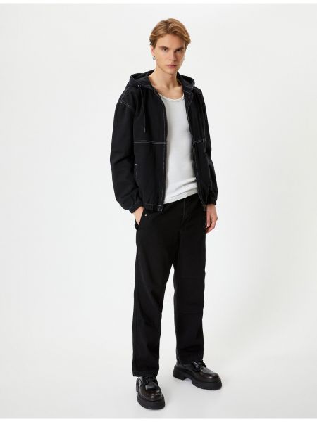 Džínsová bunda na zips s kapucňou s vreckami Koton