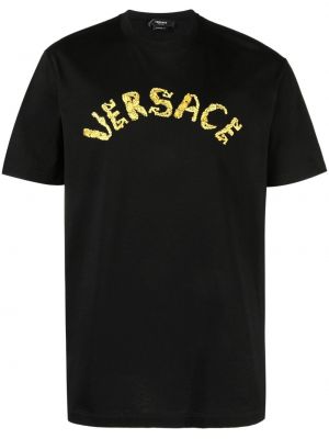 Bombažna majica Versace črna