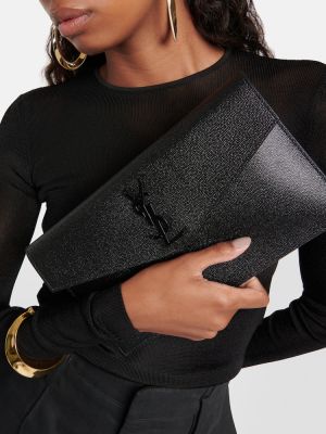 Bőr bőr estélyi táska Saint Laurent fekete
