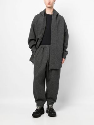 Pletená bunda s kapucí Yohji Yamamoto šedá