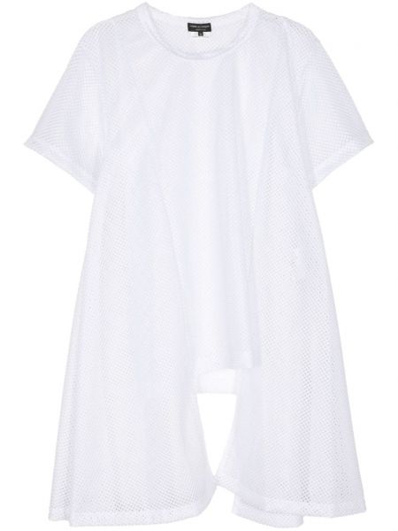 Drapované tričko s okrúhlym výstrihom Comme Des Garçons Homme Plus biela