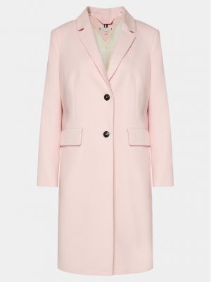Gyapjú kabát Tommy Hilfiger rózsaszín