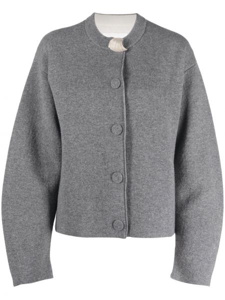 Dun cardigan med knapper med button down-krage Jil Sander grå