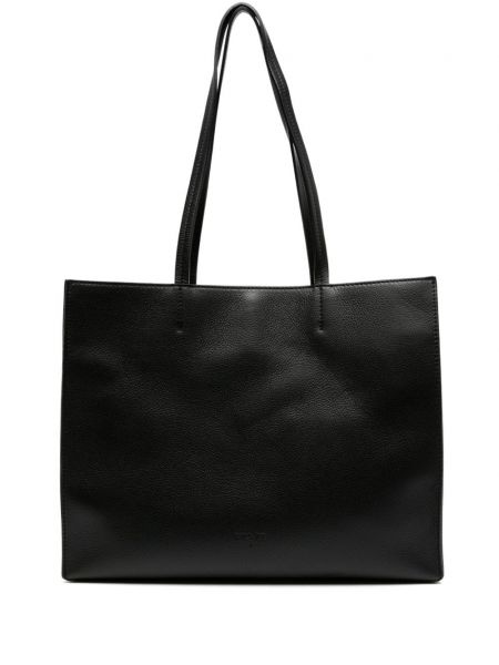 Δερμάτινη τσάντα shopper Patrizia Pepe μαύρο