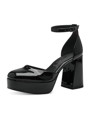 Полуотворени обувки с ток с отворена пета Tamaris черно