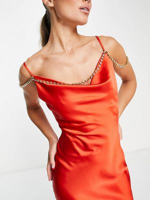 Атласное длинное платье Rare оранжевое