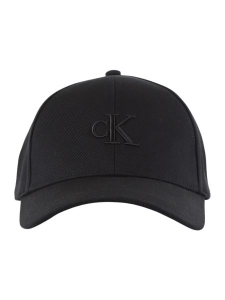 Haftowana czapka z daszkiem bawełniana Calvin Klein Jeans czarna
