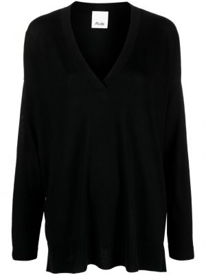 Вълнен пуловер с v-образно деколте Allude черно