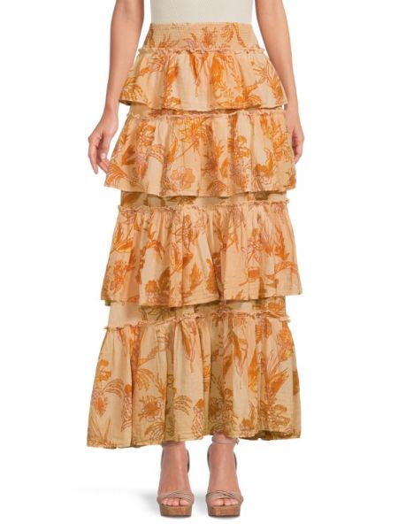 Длинная юбка в цветочек с принтом с рюшами Free People