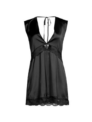Кружевное атласное платье Kat The Label черное