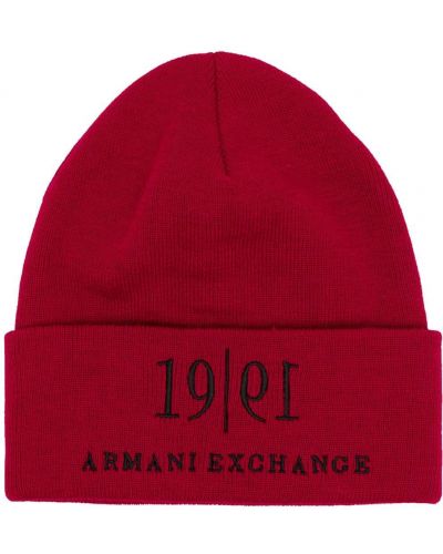 Gorro con bordado Armani Exchange rojo