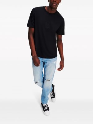 Kokvilnas t-krekls ar aplikāciju Karl Lagerfeld Jeans melns