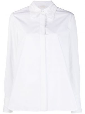 Gėlėta medvilninė siuvinėta marškiniai Chloé balta