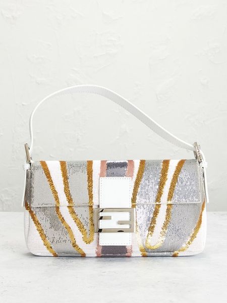 Borsa per baguette con paillettes Fwrd Renew bianco