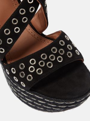 Sandale din piele de căprioară cu pană Alaã¯a negru