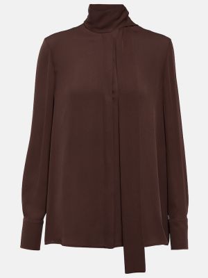 Копринена блуза Valentino кафяво