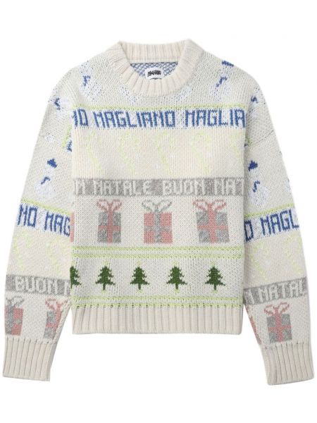 Жакардов пуловер Magliano бяло