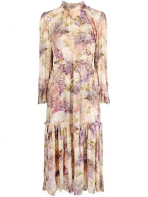 Kvetinové midi šaty s potlačou Zimmermann fialová